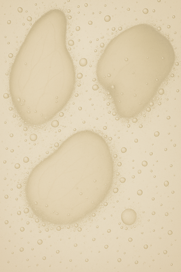 Three beige myo inositol bubbles displayed on a textured beige surface with subtle bubbles visible